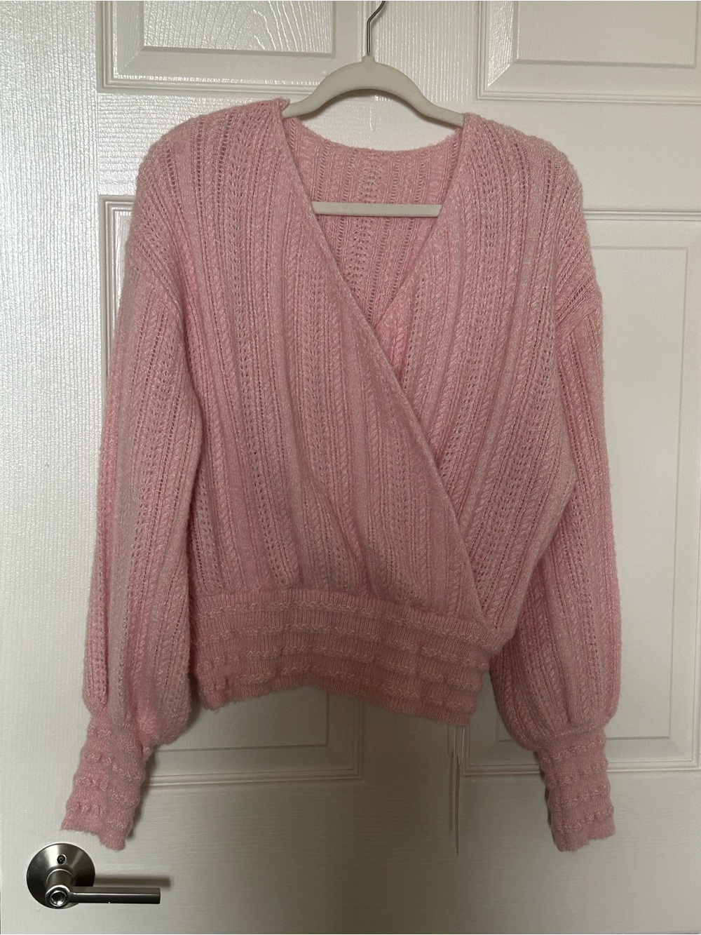 HALARA Blush Pink Wrap Ribbed Sweater
